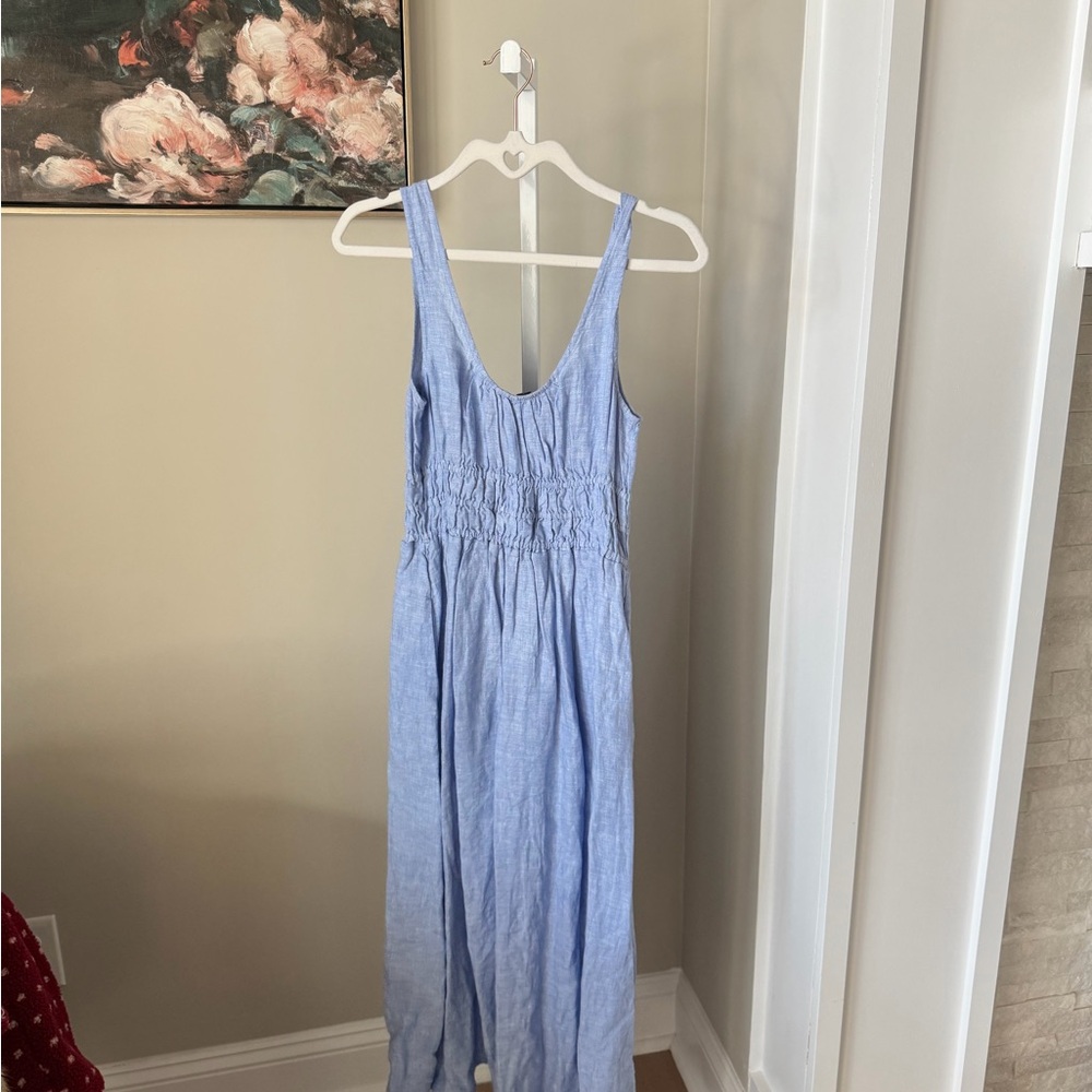J. Crew Light Blue Smocked Waist Maxi Dress